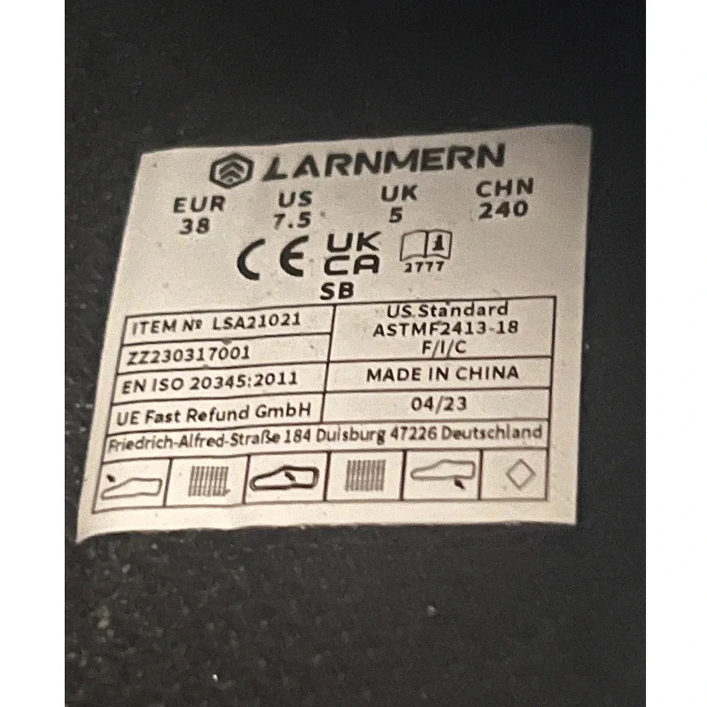 Larnmern Work Steel Toe Safety Shoes Black Knit‎ Slip On Air Cushion Sneakers